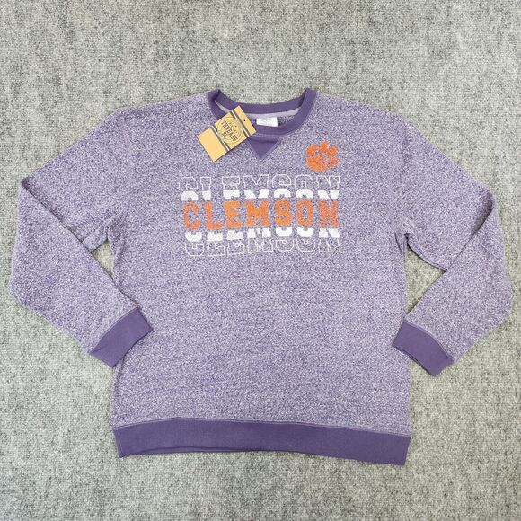 University of Clemson Tigers Sweatshirt Womens Medium Purple Long Sleeve Fleece - Picture 1 of 16